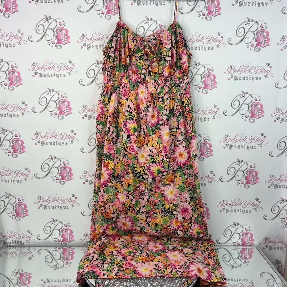Dress milkmaid flowers Floral Maxi Dress with Spaghetti Straps cottagecore